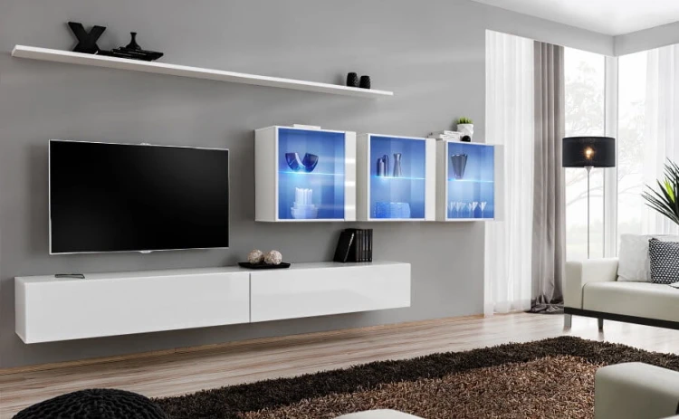 Meblościanka Switch XVII korpus biały mat / front biały połysk