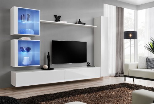 Meblościanka Switch XVIII korpus biały mat / front biały połysk