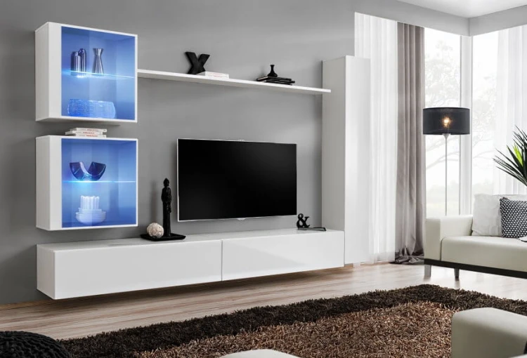 Meblościanka Switch XVIII korpus biały mat / front biały połysk
