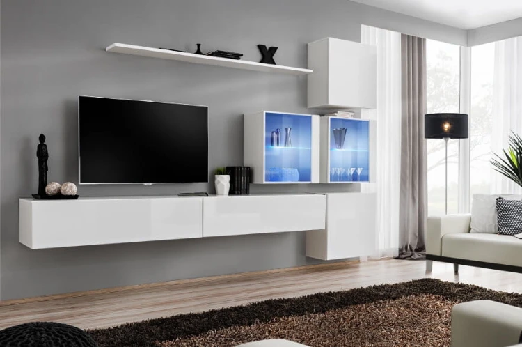 Meblościanka Switch XIX korpus biały mat / front biały połysk