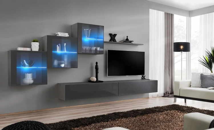 Meblościanka Switch XX korpus grafit mat / front grafit połysk