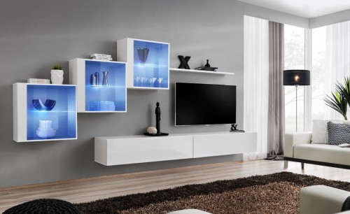 Meblościanka Switch XX korpus biały mat / front biały połysk