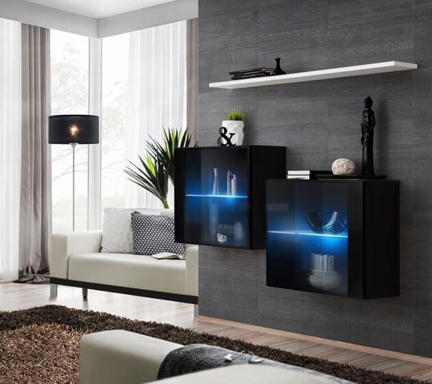 6) korpus czarny mat i biały mat / front czarny połysk