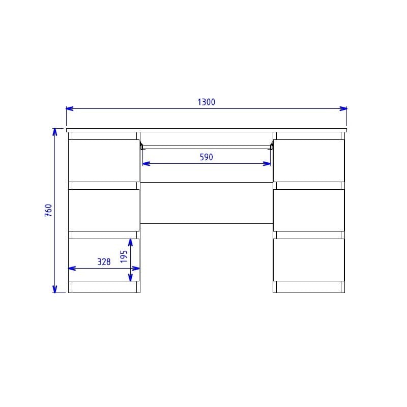 Biurko komputerowe Tuba 6 szuflad na klik Biały Mat