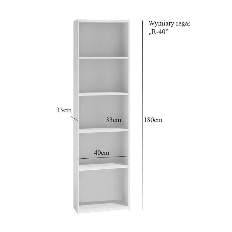 Regał z półkami 40cm Biały