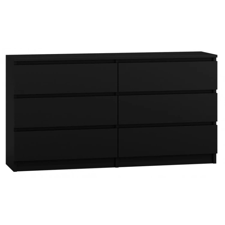 Komoda Malwina 6 szuflad 140cm Czarna