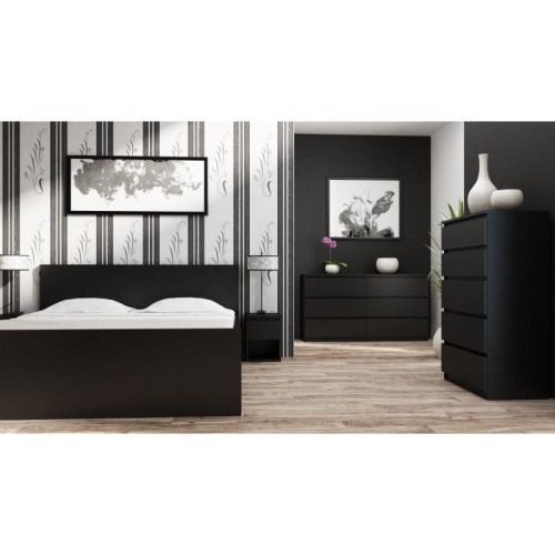 Komoda Malwina 6 szuflad 140cm Czarna