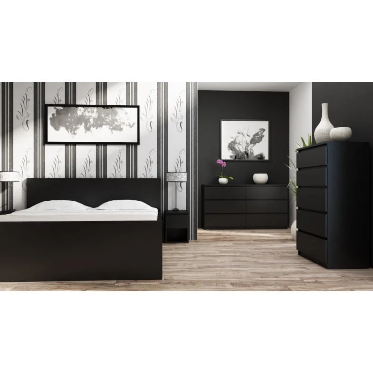 Komoda Malwina 6 szuflad 140cm Czarna