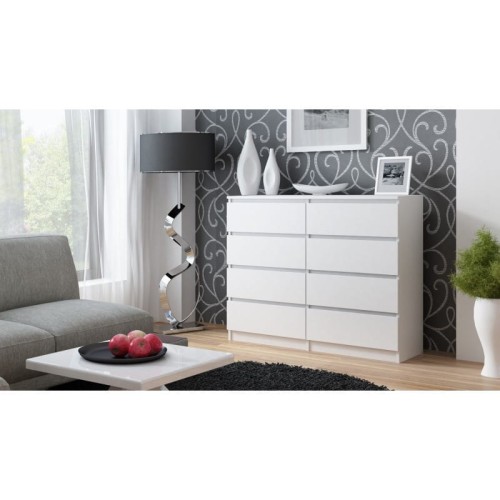Komoda Malwina 8 szuflad Biała 120