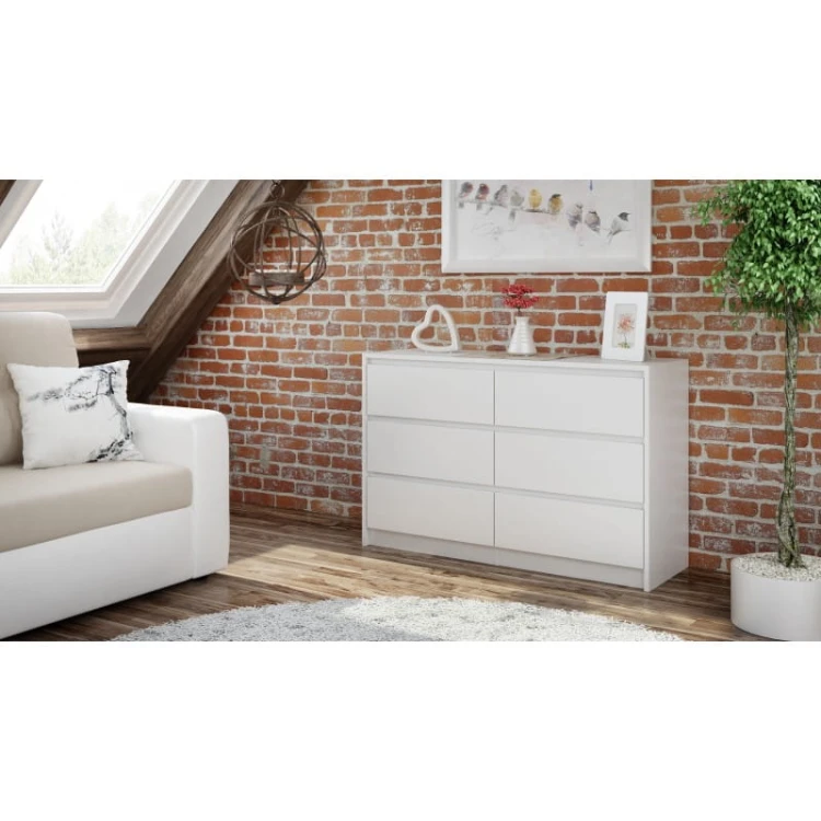Komoda Karol 6 szuflad 120cm Biała