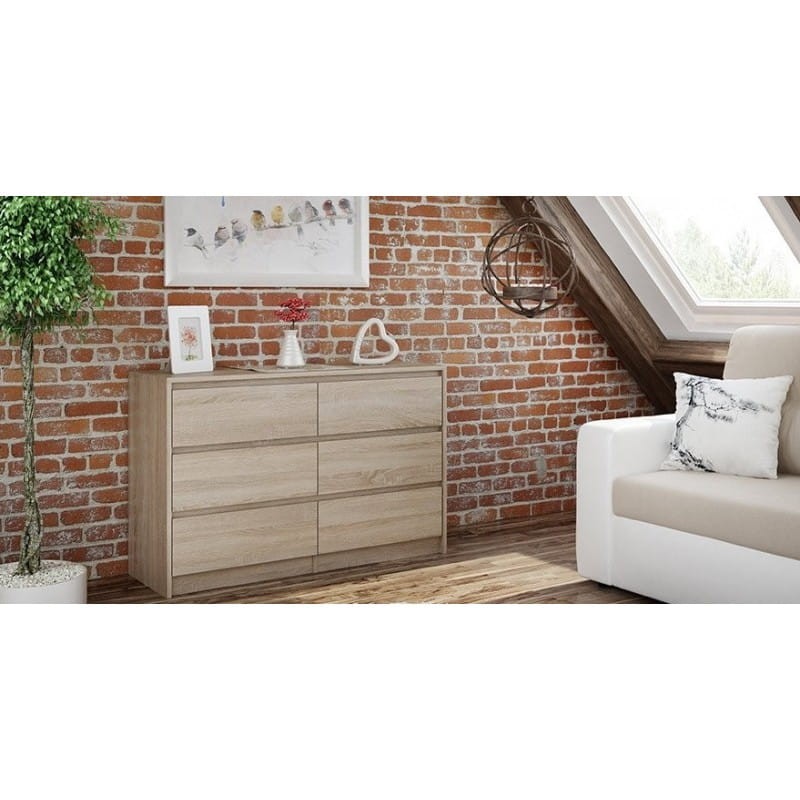 Komoda Karol 6 szuflad 120cm Dąb sonoma