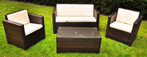 Zestaw mebli ogrodowych Cama z technorattanu ciemny brąz