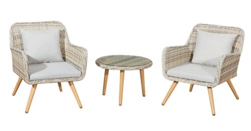 Zestaw mebli ogrodowych Belic z technorattanu szary melanż