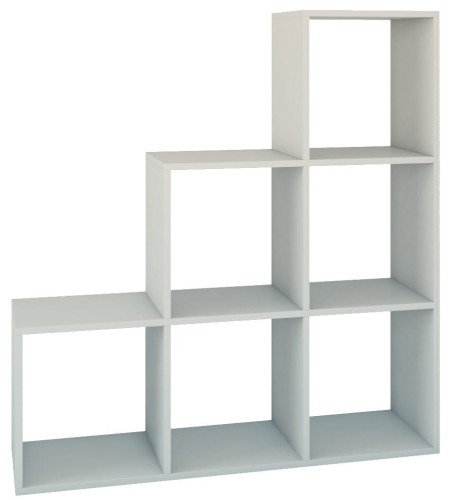 Regał komorowy, schodkowy, poziomowy Szymon / Biel