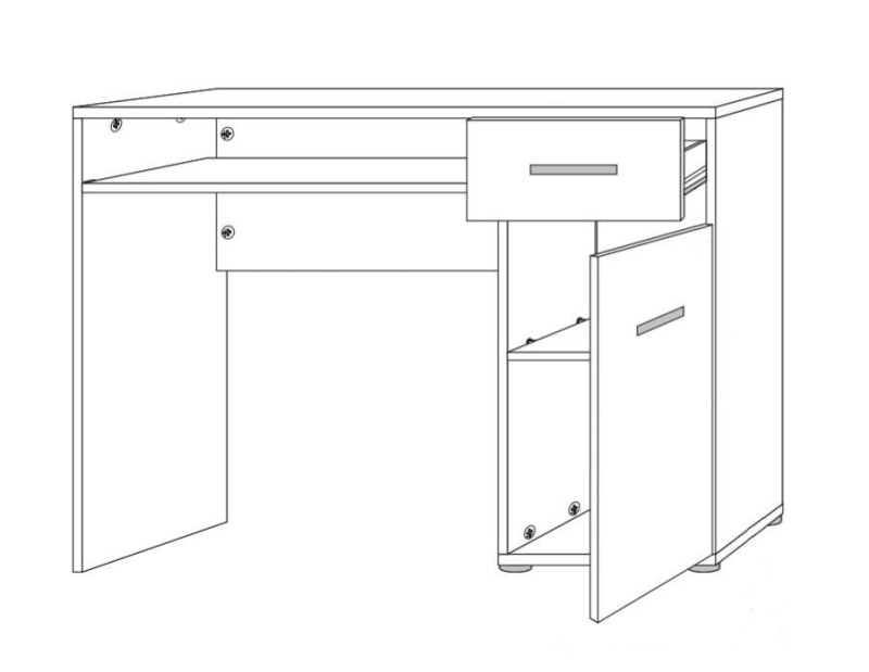 Biurko młodzieżowe Dino 104x76 cm z szufladą dąb sonoma/biały mat