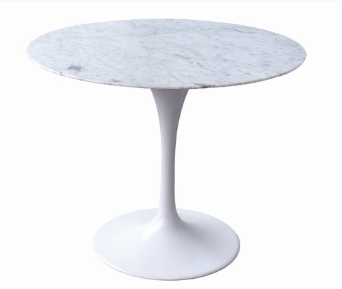 Stół okrągły TULIP MARBLE 90 biały - blat okrągły marmurowy, metal