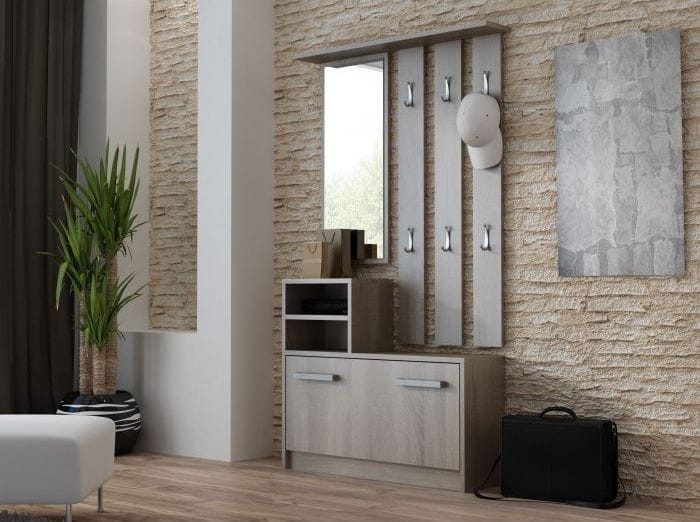 Garderoba wieszak lustro szafka na buty / Dąb sonoma