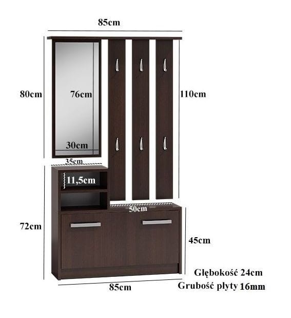 Garderoba wieszak lustro szafka na buty / Dąb sonoma