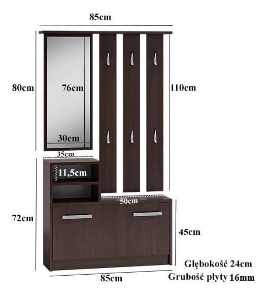 Szafka na buty z lustrem wymiary.