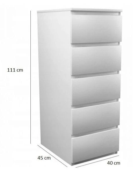 Komoda szafka Bona 5 szuflad / Biała