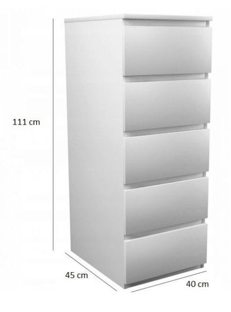 Komoda szafka Bona 5 szuflad / Biała