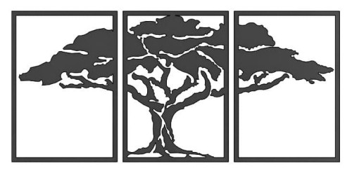 Metalowa dekoracja ścienna Drzewo małe