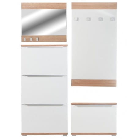 Szafka na buty Bueno biały połysk/dąb naturalny