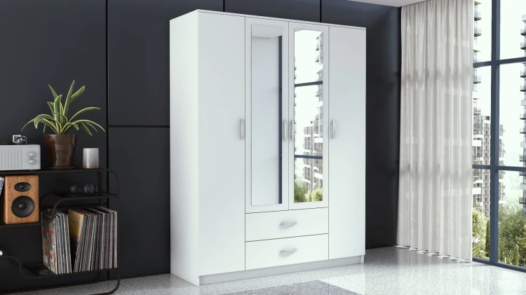 Szafa Walter z lustrem 160 cm / Biel
