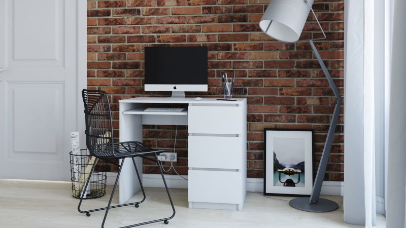 Biurko Gustav Prawe 3 Szuflady | Biel Mat