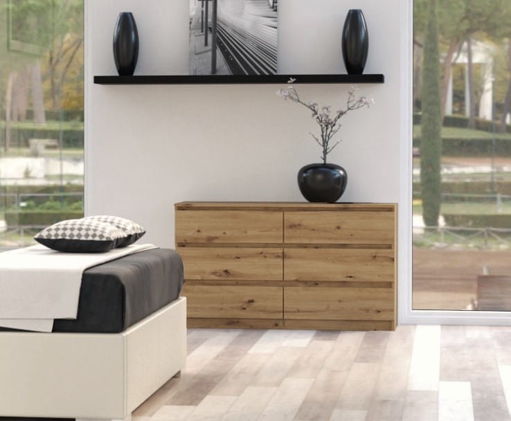 Komoda Malwina 6 szuflad Dąb Artisan 140 cm