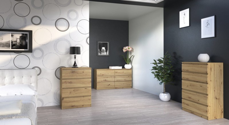 Komoda Malwina 6 szuflad Dąb Artisan 140 cm