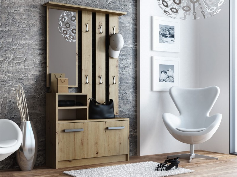 Garderoba wieszak lustro szafka na buty | Dąb Artisan