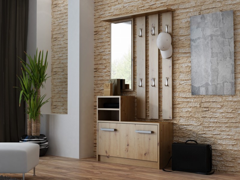 Garderoba wieszak lustro szafka na buty | Dąb Artisan