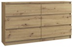 Komoda Malwina 6 szuflad Dąb Artisan 140 cm