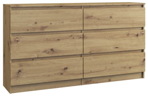 Komoda Malwina 6 szuflad Dąb Artisan 140 cm