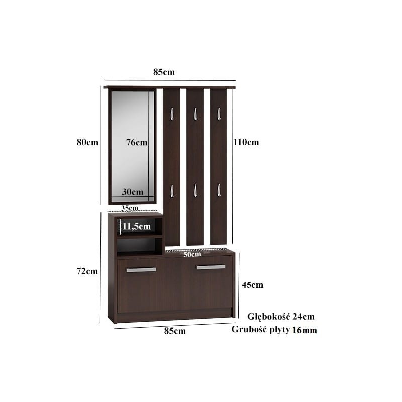 Garderoba wieszak lustro szafka na buty | Dąb Artisan