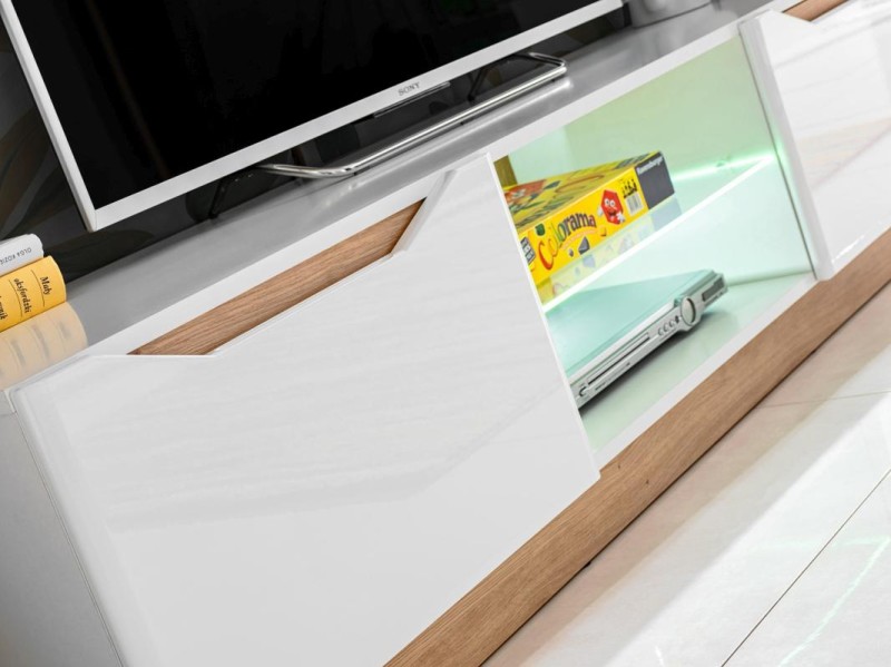 FAME meblościanka biały mat/dąb artisan