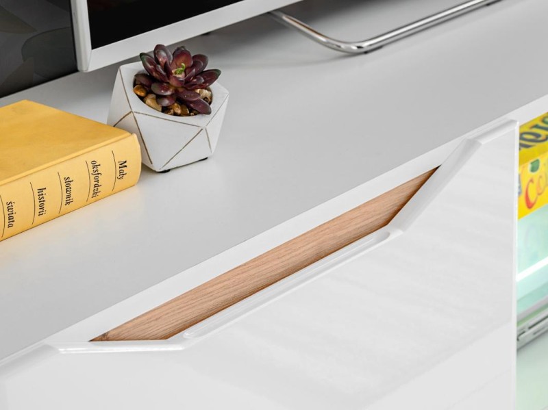 FAME meblościanka biały mat/dąb artisan