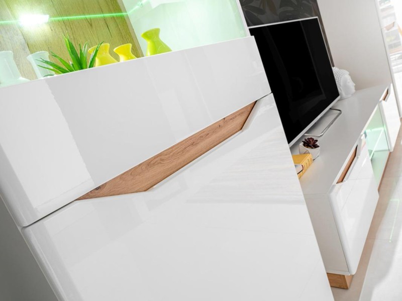 FAME meblościanka biały mat/dąb artisan