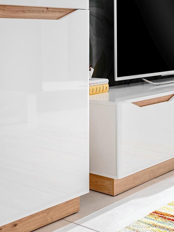 FAME meblościanka biały mat/dąb artisan