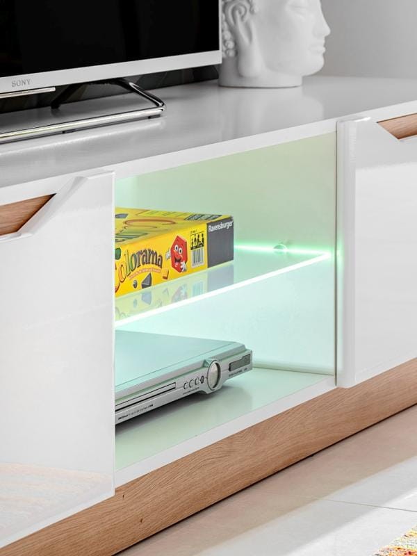 FAME meblościanka biały mat/dąb artisan