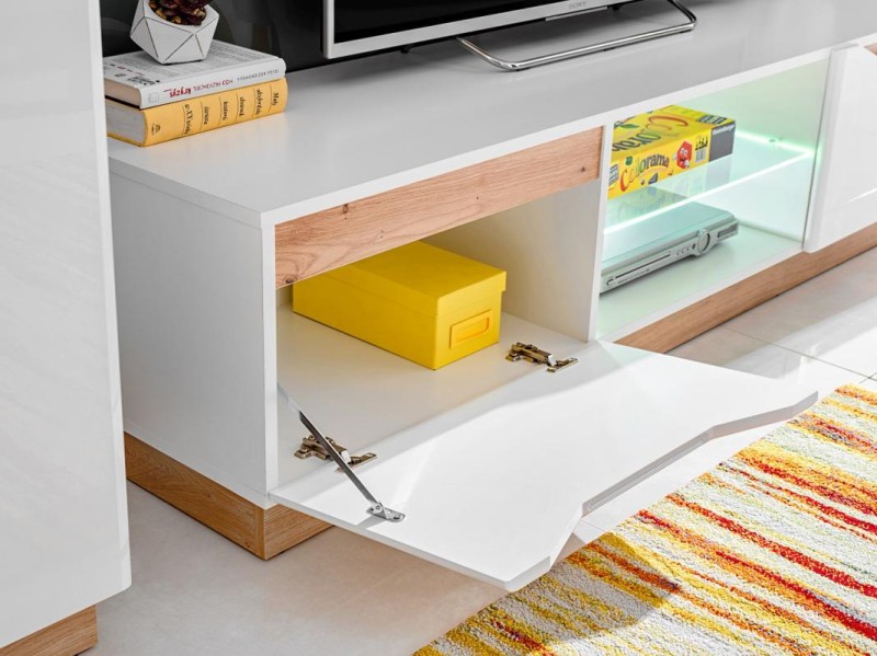 FAME meblościanka biały mat/dąb artisan