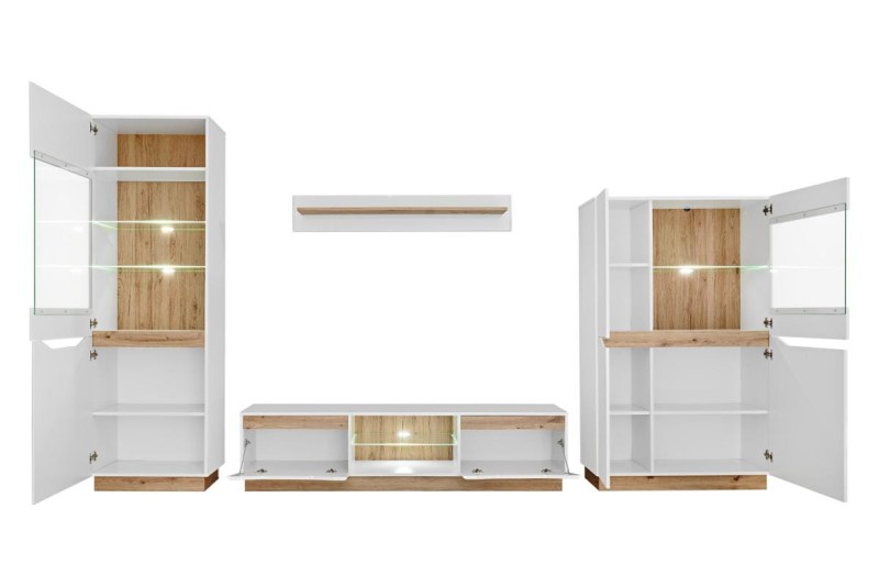 FAME meblościanka biały mat/dąb artisan