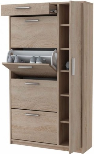 Szafka na buty Marilia 4 do przedpokoju ze srebrnymi uchwytami