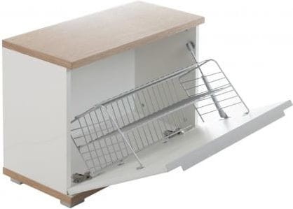 Bueno szafka na obuwie z siedziskiem biały połysk/dąb naturalny