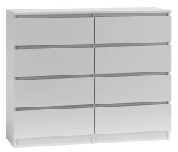 Komoda Malwina 8 szuflad Biała 120