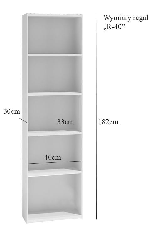 Regał z półkami 40 cm dąb artisan