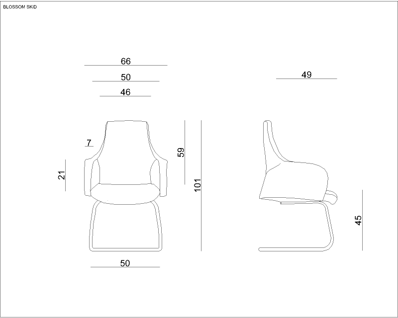 Krzesło biurowe Blossom Skid eko skóra czarna