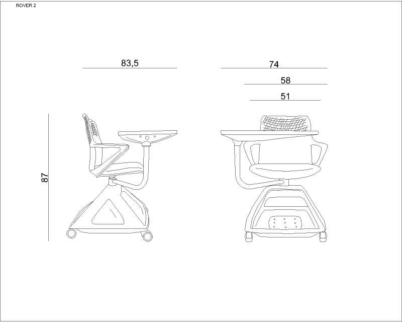 Fotel obrotowy z pulpitem A3 Rover 2 czarny