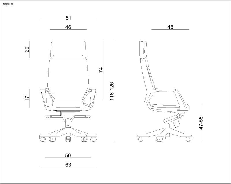 Fotel biurowy na kółkach Apollo - biały/czarny